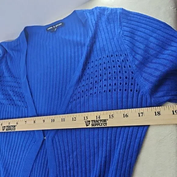 Cable & Gauge  Women's  Med, Royal Blue‎  Acrylic/rayon  Knit Duster, Open Knit - Picture 6 of 9
